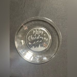 Christmas Etched Plate 7 1/2 inch